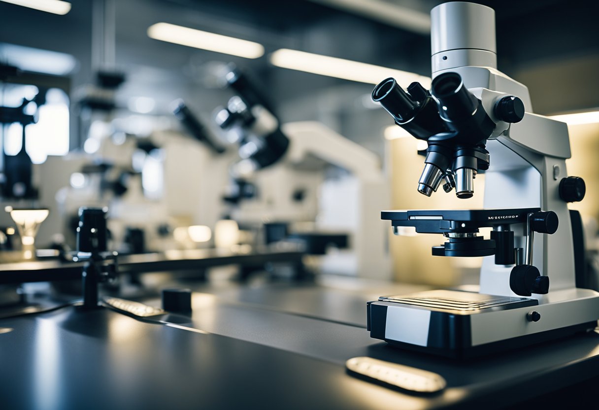 A light microscope shines light through a specimen, while an electron microscope uses a beam of electrons for imaging